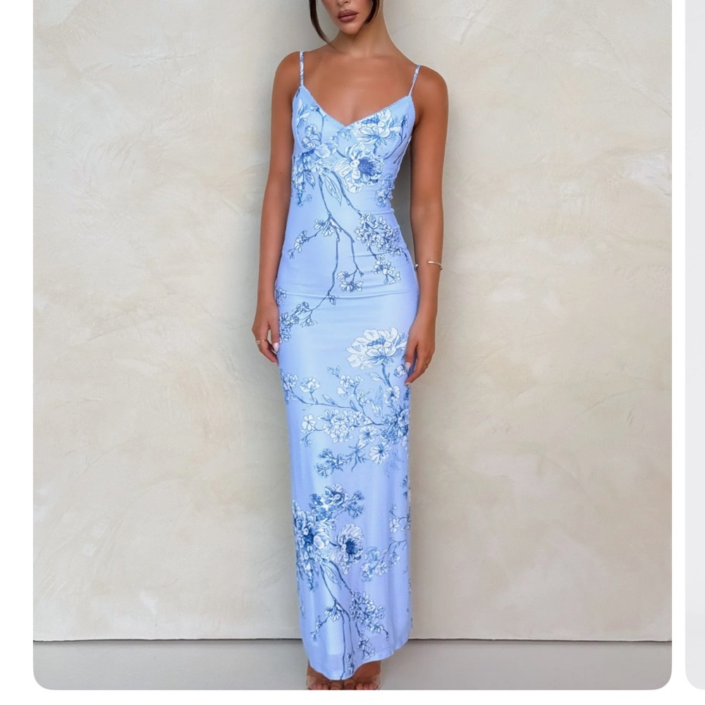 Tiger Mist Blue Floral Maxi Dress